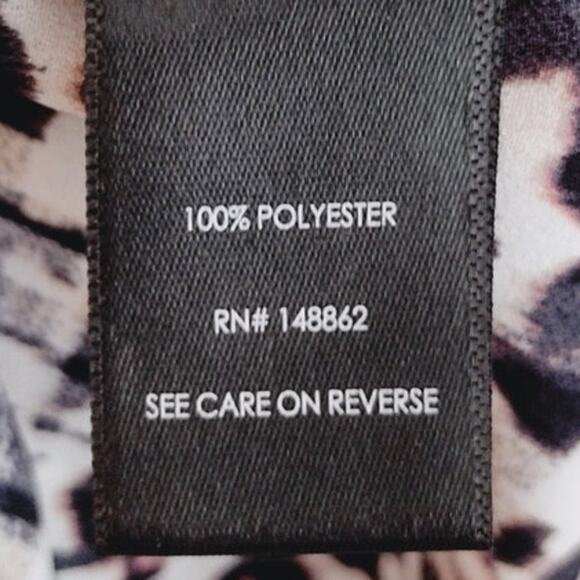 Torrid | Abstract Leopard-Print Keyhole-Neck Flutter-Sleeve Georgette Blouse Top - Picture 10 of 12